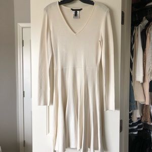 BCBG MaxAzria Ivory Long Sleeve Sweater Dress